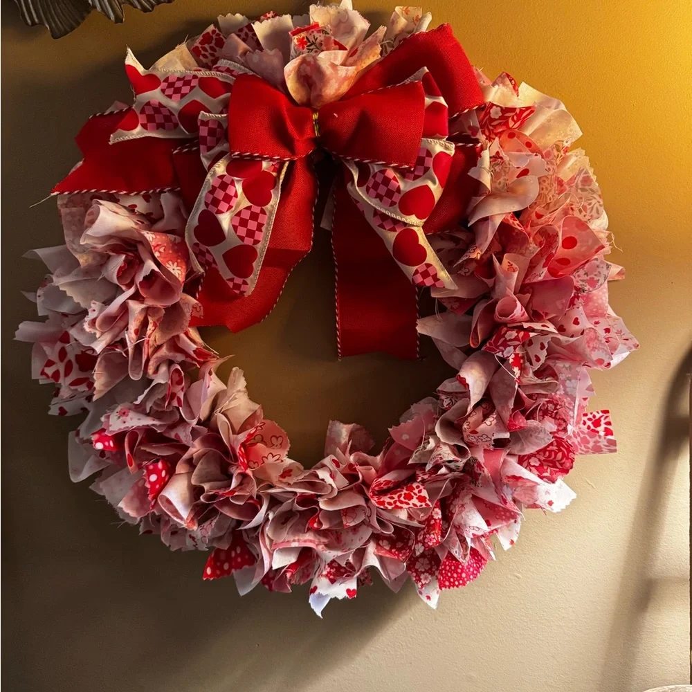 Hand Crafted Red and Pink Heart Wreath